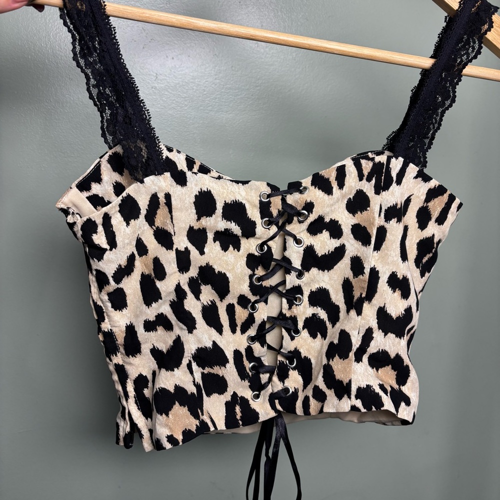 Windsor Leopard Print Lace-Up Top - Picture 3 of 5
